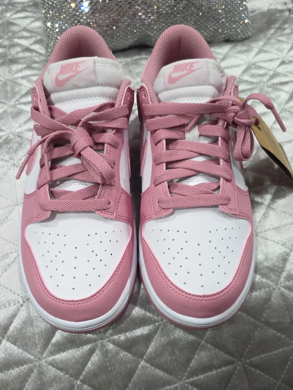 Nike Women's Pink and White Low-Top Sneakers - Casual Street Style